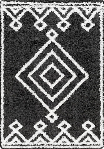 Blaine 5x7 Shag Black Area Rug Carpet for Living Room Bedroom or Kitchen (5'3" x 7'3")
